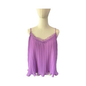 Lush Purple Pleated Lace Trim Cami Size Large NWT Nordstrom